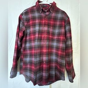 PENDLETON MASON Mens Large Red Gray Plaid Long Sleeve Flannel Button Shirt